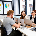 **Image Prompt:** *A diverse group of translators collaborating on a project in a modern, bright office. Laptops displaying translation software, whiteboards with brainstorming notes, and smiling faces. Emphasis on teamwork and communication. Dutch setting.*