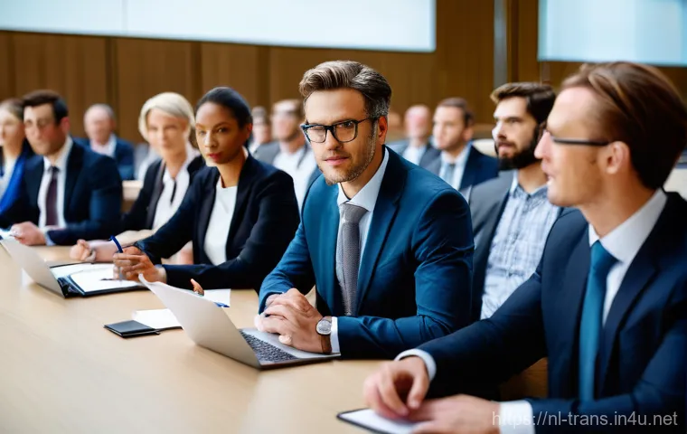 번역사 자격증 취득 후 연봉 상승 사례 - A confident, Dutch female language professional in her late 30s, dressed in stylish, modern business...