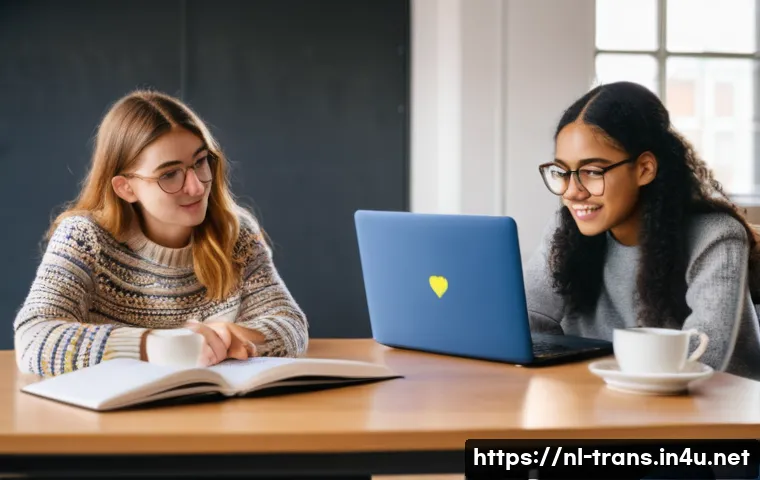 번역사 자격증 스터디 그룹 활용법 - **Prompt:** A diverse group of 4-5 young adult translation students, a balanced mix of genders, are ...